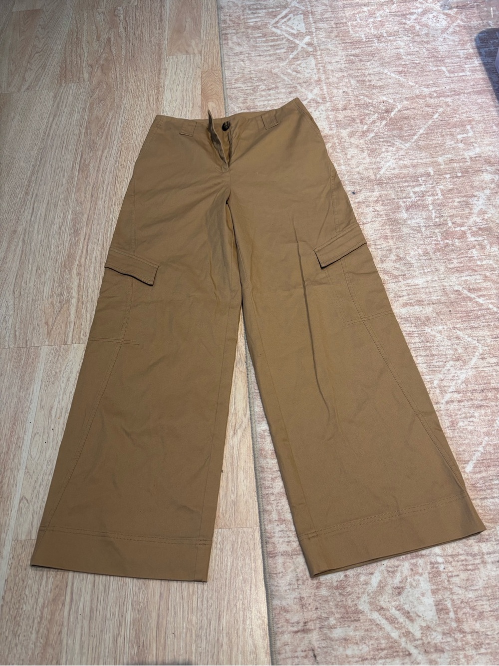 GANNI Herringbone cotton-blend wide-leg pants size 36 - Picture 4 of 9